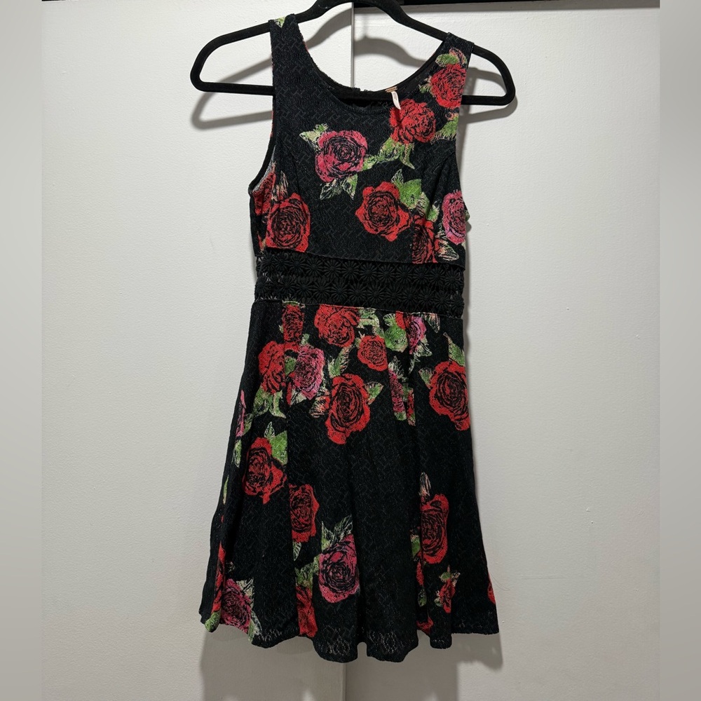 Free People Black Red Rose Katherine Pierce Vampire Diaries Dress Size 0